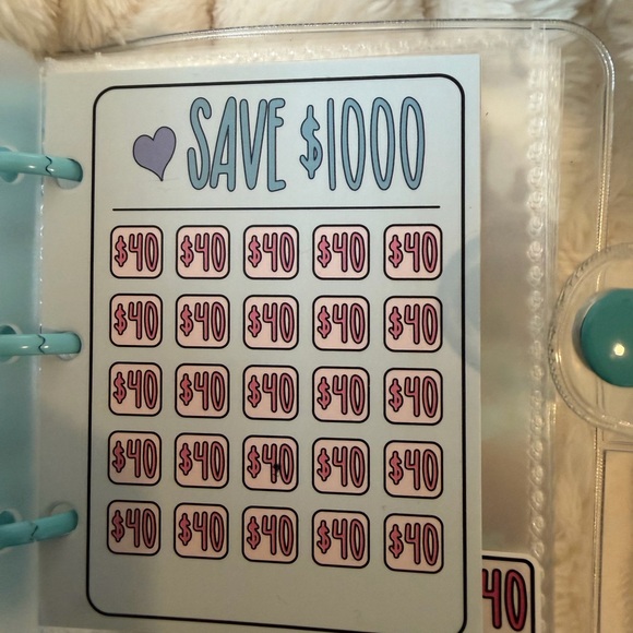 Clear $1000 Savings Challenge Binder - Teal Accent - Picture 4 of 5